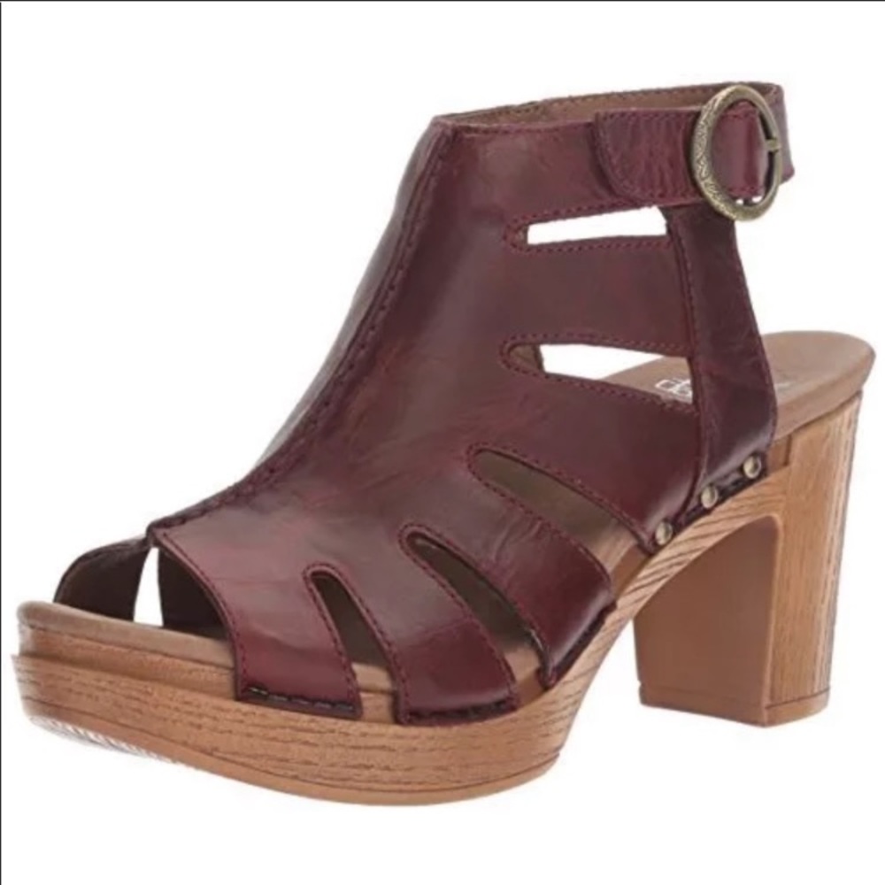 Dansko Women's Open-Toe Cutout Leather Sandals in Burgundy